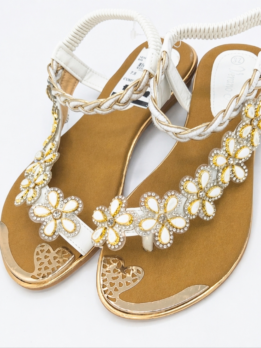 Elegant White and Gold Women's Sandals